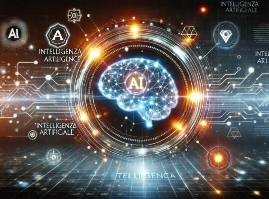 Interfaccia digitale futuristica con cervello AI e connessioni neurali.